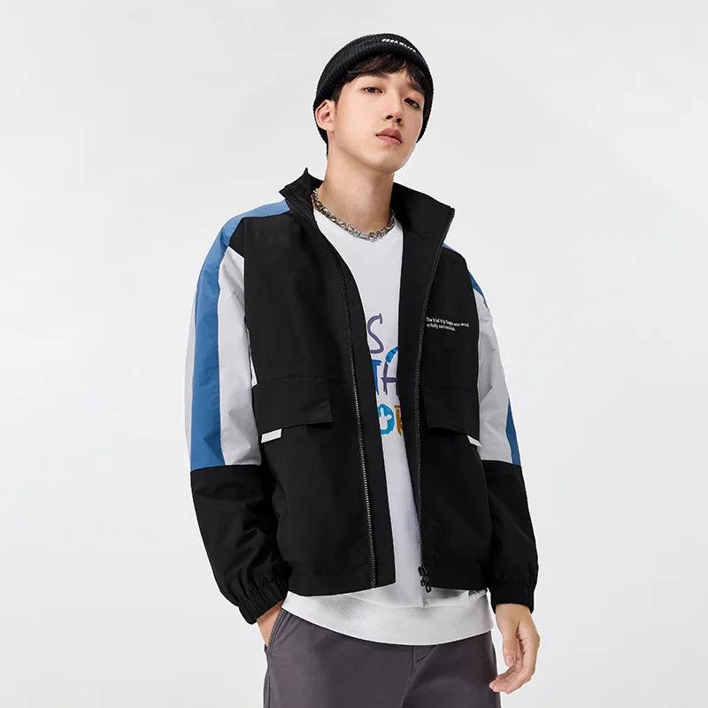 Jaqueta SEMIR Masculina 2021 - Tendência Outono Coreano com Costura em Contraste e Gola Alta