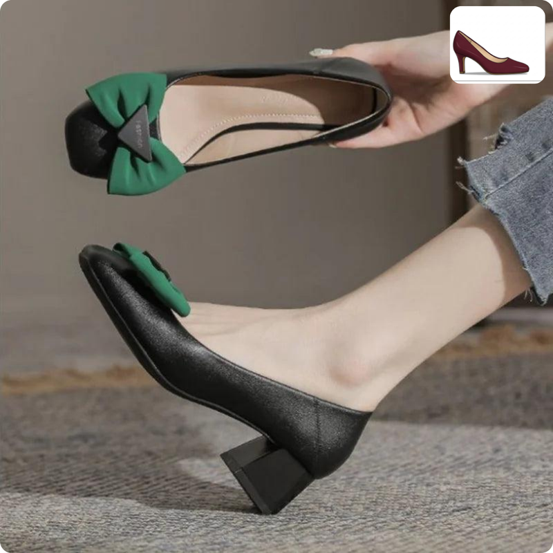 Cresfimix Sapatos Femininos Vinho Couro PU - Salto Quadrado para Escritório e Festa A9444