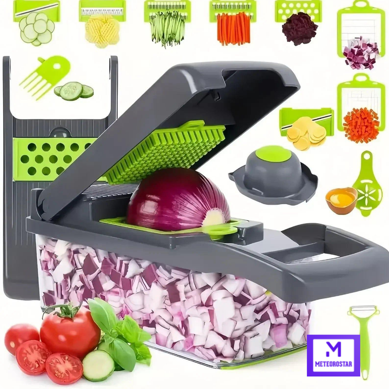 SliceX – Fatiador Multifuncional 14/16 em 1 | Cortador de Legumes e Alimentos para Cozinha