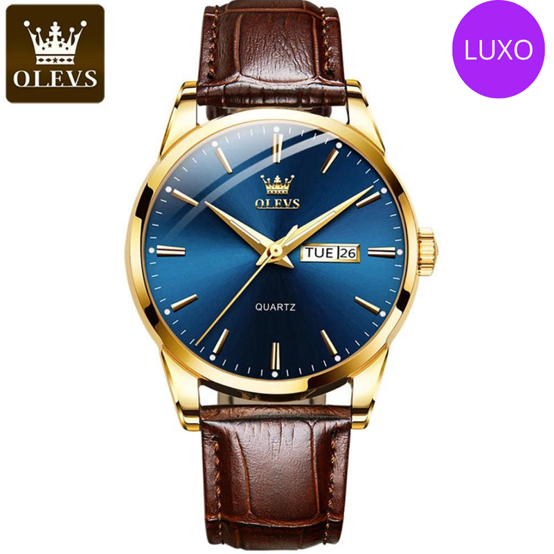 OLEVS 6898 - Relógio Masculino de Luxo: Couro, Quartzo, e Calendário