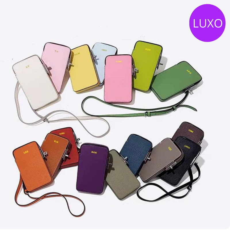 Bolsa de telefone de couro genuíno de luxo para mulheres – acessório elegante e funcional, ideal para o uso diário