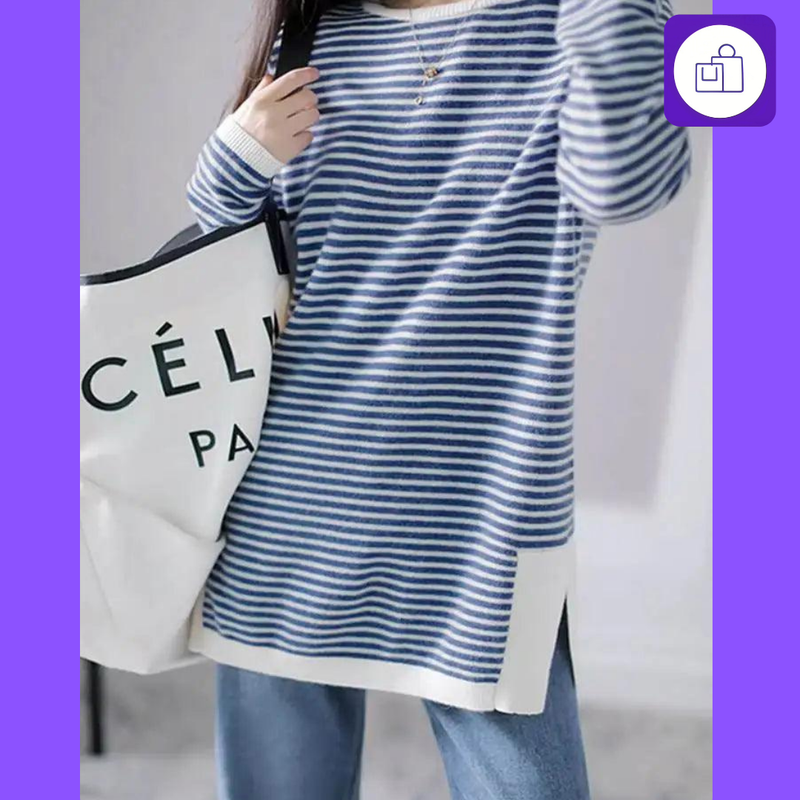 Blusa Feminina ZANZEA - Listras Elegantes para a Moda Outono