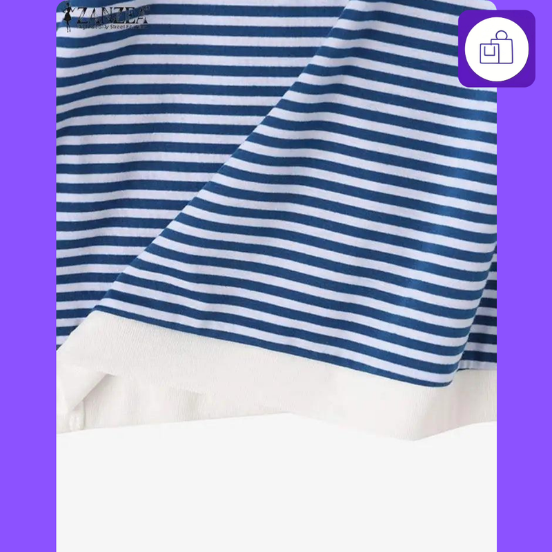 Blusa Feminina ZANZEA - Listras Elegantes para a Moda Outono