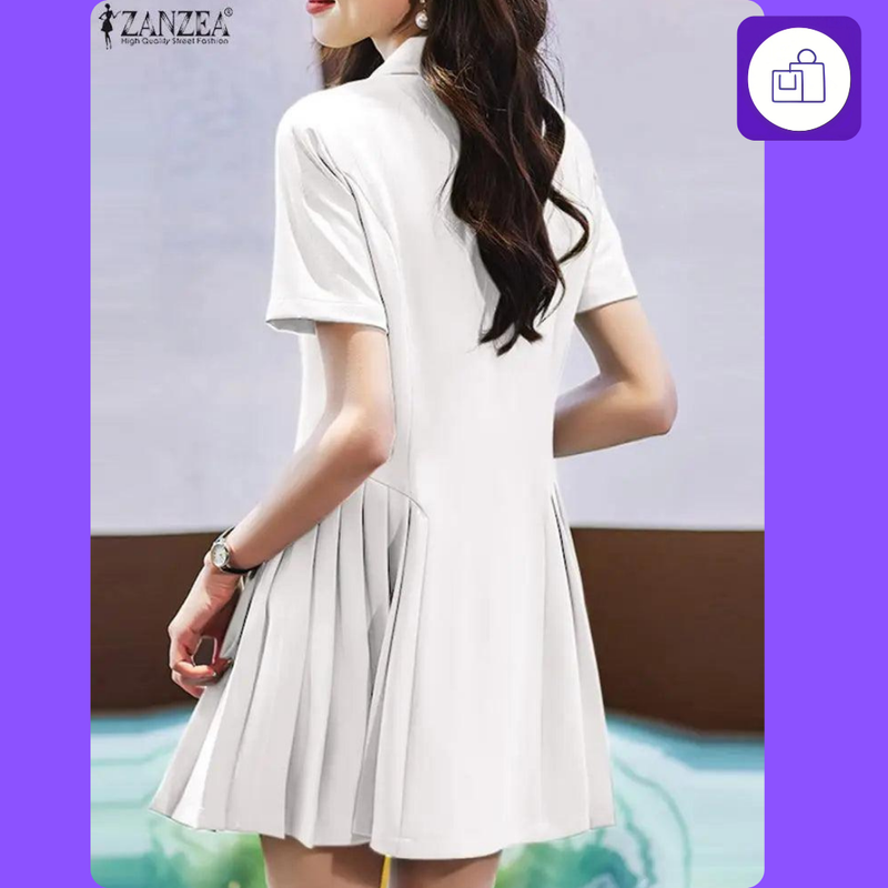 ZANZEA Vestido Midi - Elegância em Patchwork Colorido 2024
