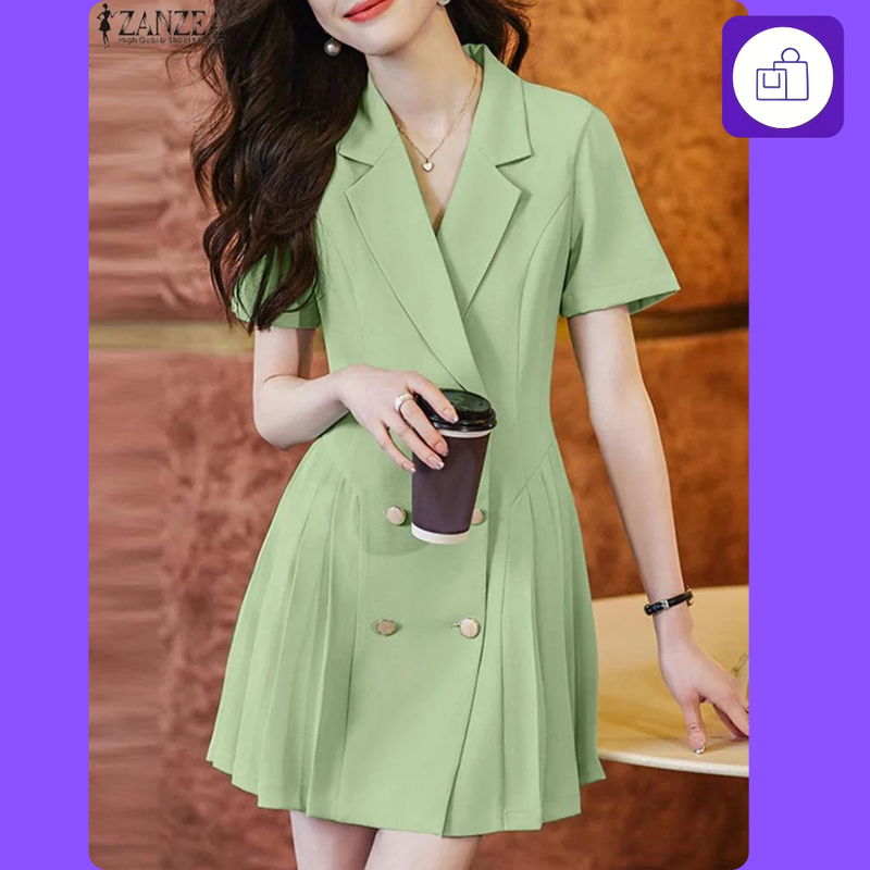 ZANZEA Vestido Midi - Elegância em Patchwork Colorido 2024