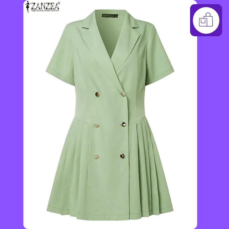 ZANZEA Vestido Midi - Elegância em Patchwork Colorido 2024