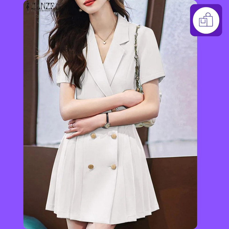 ZANZEA Vestido Midi - Elegância em Patchwork Colorido 2024