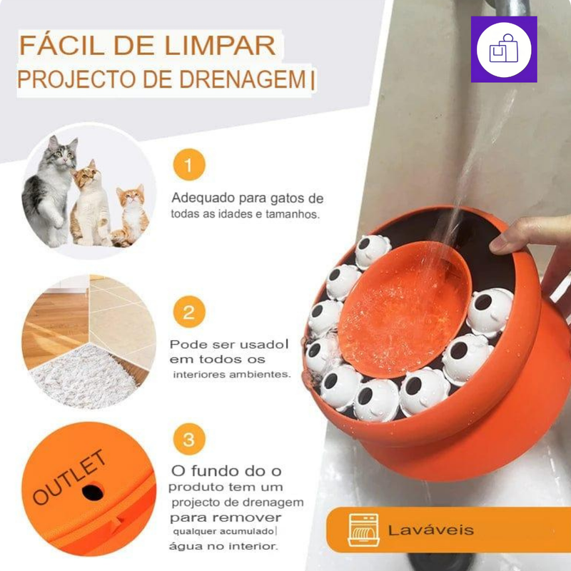 Tigela de quebra-cabeça para gatos – estimula a mente e reduz o tédio durante as refeições