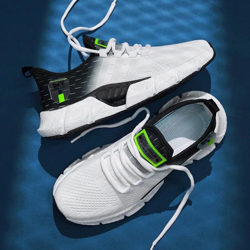 Fashion men sports shoes lightweight breathable men casual shoes mesh fly woven comfortable outdoor jogging running shoes 37-44