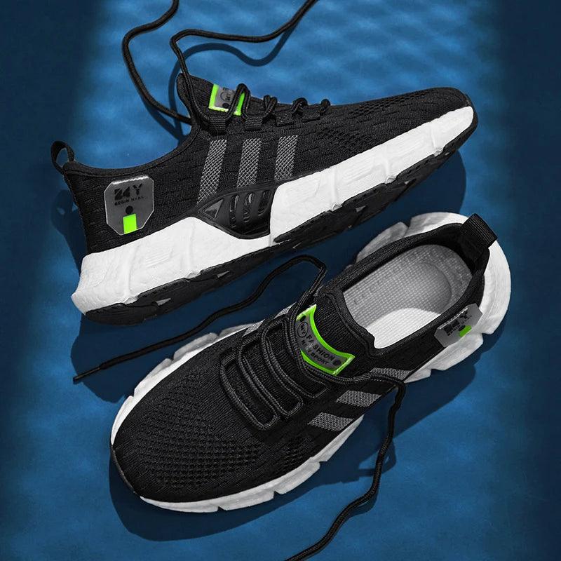 Fashion men sports shoes lightweight breathable men casual shoes mesh fly woven comfortable outdoor jogging running shoes 37-44