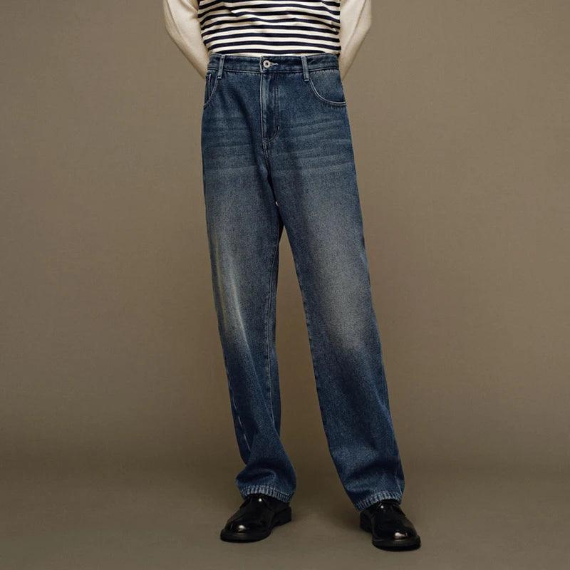 Jeans SEMIR Masculino 2024 - Calça Reta Longa Estilo Retro Hong Kong para o Inverno