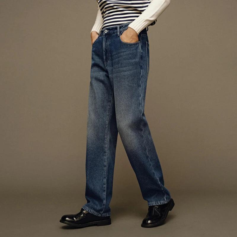Jeans SEMIR Masculino 2024 - Calça Reta Longa Estilo Retro Hong Kong para o Inverno
