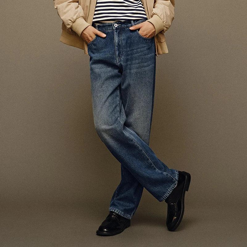 Jeans SEMIR Masculino 2024 - Calça Reta Longa Estilo Retro Hong Kong para o Inverno