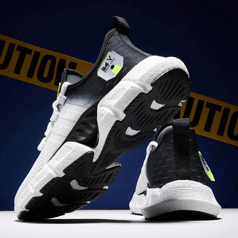 Fashion men sports shoes lightweight breathable men casual shoes mesh fly woven comfortable outdoor jogging running shoes 37-44