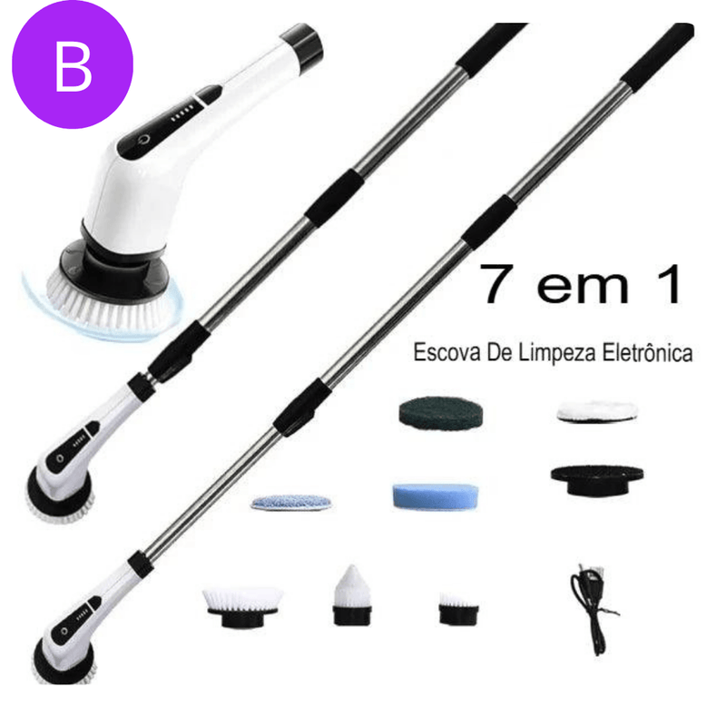 Escova Elétrica Sem Fio – Limpeza Rápida e Eficiente para Todos os Ambientes