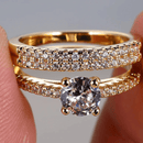 Conjunto de anéis femininos de luxo com 2 peças