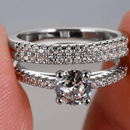 Conjunto de anéis femininos de luxo com 2 peças