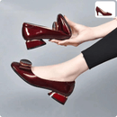 Cresfimix Sapatos Femininos Vinho Couro PU - Salto Quadrado para Escritório e Festa A9444