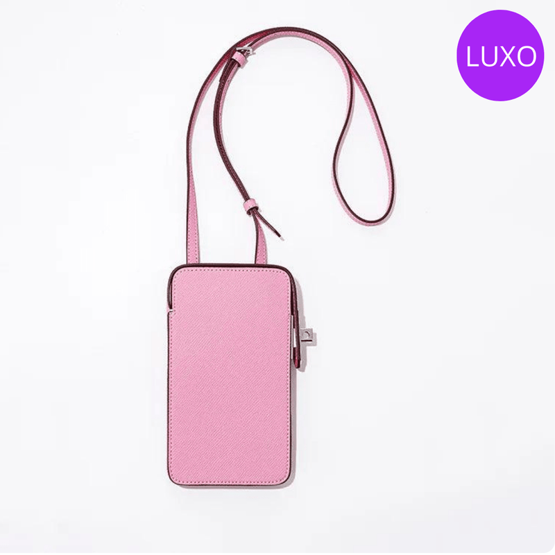 Bolsa de telefone de couro genuíno de luxo para mulheres – acessório elegante e funcional, ideal para o uso diário