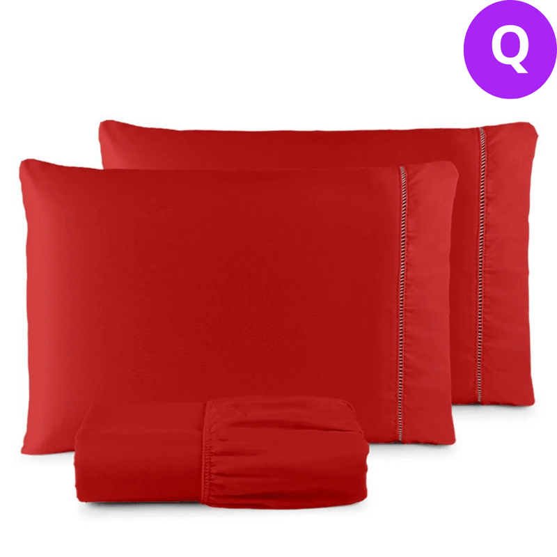 Conjunto de lençóis QUEEN 3 peças 400 pontos de micropercale fio palito